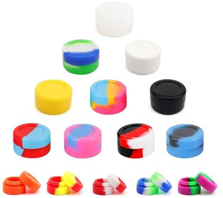 HJIAMA Runde Behälter aus Silikon, 15 Stück, 5 ml und 3 ml, Behälter aus Silikon, 2 Spezifikationen, antihaftbeschichtet, mehrfarbig, runde Dose für Wachs, ätherische Öle, Cremes