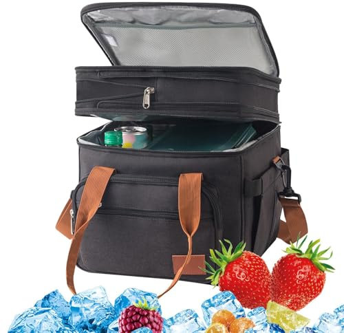 Kühltasche – 28 X 25 X 26 Cm, Auslaufsichere Lunch-Kühl- Und Wärmetasche | 18L Isolierte Kühltasche Und Speisenwärmer | Outdoor-Lebensmittelbox Aus Perlenbaumwolle Für Lebensmittellieferung Und Lebens
