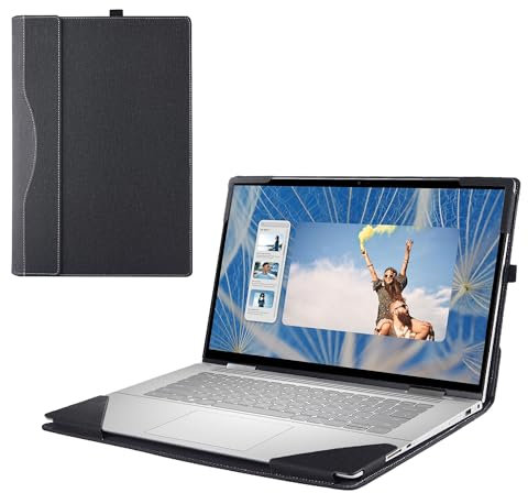 RUNMEIJIA Laptop Cover Case for Dell inspiron 14 2-in-1 7430/7435/7440/7445 2023-2024[not Compatible with Any Other Model] PU Leather Detachable Notebook Sleeve Computer Bag Protective (Black)