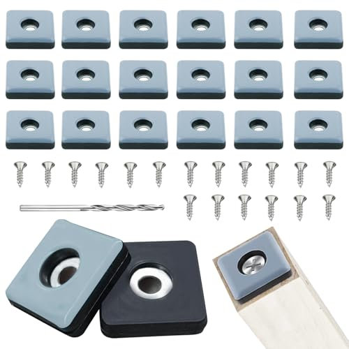 URHRHU 18 X Almohadilla de Teflón PTFE para Silla 25mm, Almohadilla para Muebles con Tornillos, Almohadilla Cuadrada de Teflón Atornillable para Escritorio para Silla de Escritorio Baldosa de Madera