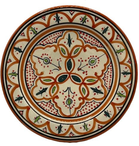 Generico Piatto in Terracotta di Safi, Marocco: Artigianale e Versatile per Tutti i Piatti Diametro 23 Cm 1911242003 Tunisia Turchia Etnico del Mondo