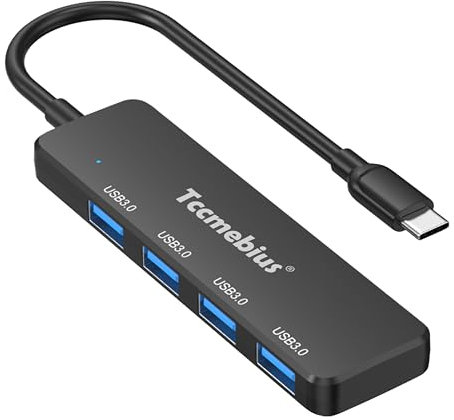 Tccmebius Hub USB 3.0, splitter USB C Ultra Slim 4 porte 5 Gbps trasferimento dati, Extender portatile USB per mouse, tastiera, unità flash, stampante, laptop, desktop, Xbox, PS5 e altro (TCC-T304C)