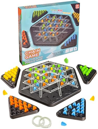 GutSache Triggle Geometrisches Schachspiel, Gummiband Dreieck Brettspiel, Triggle Schach, Desktop Brettspiel, Urlaubs- oder Geburtstagsgeschenk Game für Erwachsene und Kinder