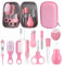 Mokaskaidj 12Pcs Trousse de Soin Bebe Naissance, Trousse de Toilette Bebe, Sets et Trousses de Toilette, Ensemble Sécurité pour Bébé Sans BPA, Produits Puériculture our Les Voyages et Maison (Rose)