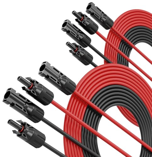 ABSINA 2X 2 Cable Solaire 6mm2 10m H1Z2Z2-K Noir & Rouge - câble Solaire 6mm2 10m résistant aux UV - Cable Panneau Solaire 6mm2, Connexion Panneau Solaire, câble Panneau Solaire 6mm2, Cable 6mm2