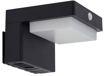 Lindby LED Solarleuchte außen Eleazar mit Bewegungsmelder (spritzwassergeschützt (Modern) in Schwarz aus Aluminium (1 flammig,) - Solar-Wandleuchten Wandlampe für Outdoor & Garten