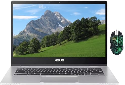 ASUS Chromebook CX1, 14 FHD CX1400 Laptop, Intel Celeron N4500, 4GB RAM, 64GB eMMC, WiFi 6, Anti-Glare, Long Battery Life, 180° Lay-Flat, Chrome OS, Designed Mouse, Transparent Silver