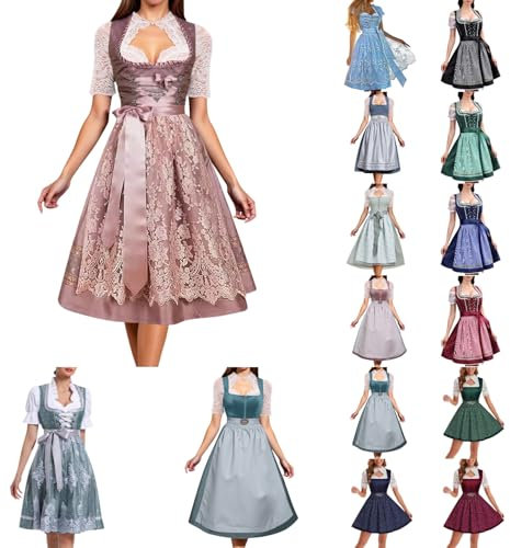 Dirndl Body Damen Trachtenkleid Trachtenkleider Modern Oktoberfest Bluse Schürze Dirndlkleid Elegant Kurz Kleid Trachten Mädchen Cosplay Röcke Dirndlbluse S - XXL
