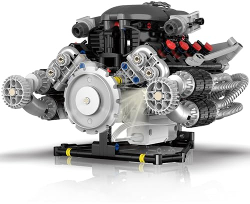 DUANT Motor Klemmbausteine Technik, 689 Teile, funktionierendes Mini-V8-Motormodell, Mint-Bauprojekt für Erwachsene