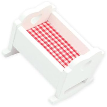 Qsvbeeqj Classical White Wooden Cradle Bed With Bedding For Reborns Dolls And Miniature Nursery Room Scene Layout Accessories Rocking Cradle