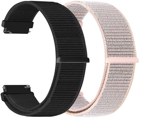 2 Piezas Correa de Nailon de 20mm para Amazfit Bip 3/Bip 3 Pro, Amazfit Active 2/Active, Correas de Liberación Rápida para Garmin Vivoactive 6/5/3, Garmin Venu/Venu 2 Plus/Venu Sq, Vivomove 3