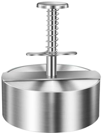 Stampo per hamburger in acciaio inossidabile, macchina manuale antiaderente per stampare polpette e hamburger, accessori da cucina (141 mm, argento)