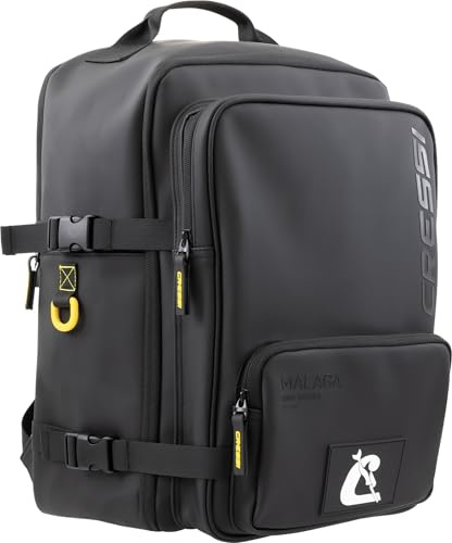 Cressi seit 1946 - Malaga Travel Backpack 28 L - Unisex Hidrophob Rucksack Schwarz/Gelb, Vielseitig und Funktional 40x30x20 cm, Geeignet als Handgepäck für Flüge mit Ryanair, Easyjet, Wizz Air