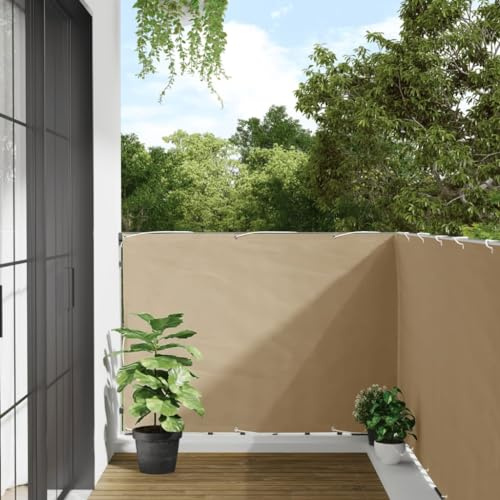 Holamys Balkon-Sichtschutz Beige 120x500 cm, wasserdichtes Oxford-Gewebe, UV-Schutz, für Garten und Terrasse, inklusive Seil, Aluminiumösen