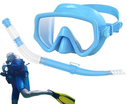 Tauch- und Schnorchelausrüstung – Schnorchel mit Panorama-Brille aus Silikon, komplettes Abdeckungs-Set, Wassersportausrüstung, breite Sicht, Schutzmaske, Zubehör
