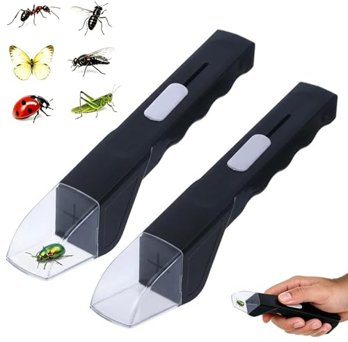 2 Insect Catchers Black, Portable Insect Catching Tool for Garden Exploration and Family Nature Activities