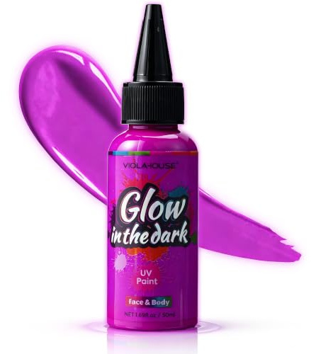 VIOLA HOUSE Pintura Que Brilla En La Oscuridad, Lavable Y De Larga DuracióN -Pinturas Corporales Neón, Pinturas Faciales Fluorescentes, Para Efectos Especiales En Fiestas Y Cosplay (Morado)