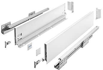 GTV Schubladensystem AXIS PRO - Schubkastengarnitur mit Vollauszug und Soft-Close - Länge 350 mm - Höhe 128 mm - Farbe Weiß