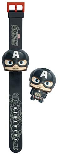 BulbBotz Marvel 2021838 Avengers: Infinity War Captain America Kinder-Armbanduhr mit Hintergrundbeleuchtung , blau/rot , Kunststoff , digital , LCD-Display , Junge/Mädchen , offiziell