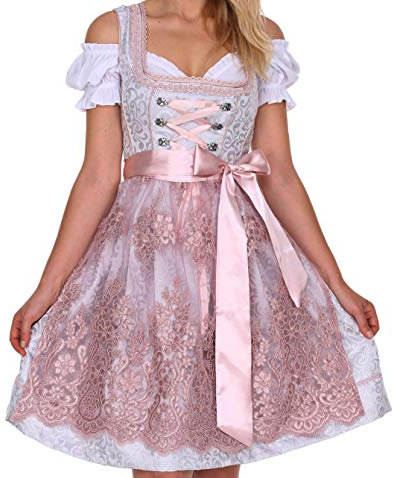 Lifos 0220 Dirndl Germandress 3Tlg. Oktoberfest Gr.34 bis 52 !ORIGINAL (Grau, 42)
