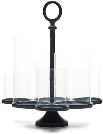 Riviera Maison - Lisbon Multiple Hurricane Black - Laternen Für innerhalb - Aluminium, Glas - Silber - (LxBxH) 36.5x35x42