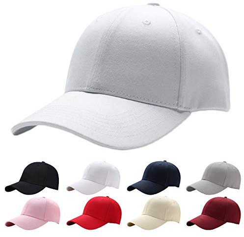 Baseball Cap Herren Damen,Unisex Kappe Verstellbar Reine Farbe Baseboard Baseballkappe Mütze,weiß