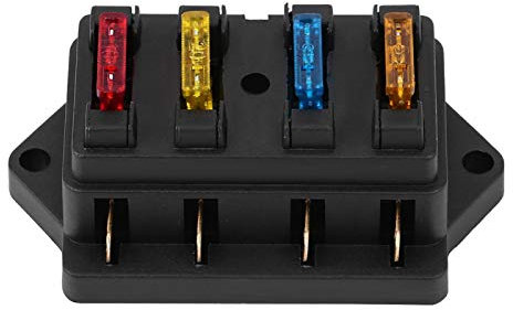 Portafusibili 12v, Scatola Portafusibili 4 Vie, Scatola Portafusibili, Portafusibili a Lama per Circuito da 12-24 V con Fusibile da 5 a + 10 a + 15 a + 20 a