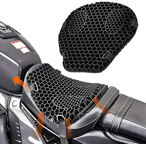 Moto 3D Honeycomb Shock Seat, Motorcycle Seat Cushion, Motorrad Sitzkissen Stoßdämpfung Sitzschutz,Schnelltrocknender Motorrad-Kühler Sitzbezug, Atmungsaktives Motorrad-Sitzkissen-Pad,Gel-Sitzkissen