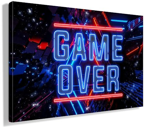 Vacentures Leinwand Game Over - Geschenk für Gamer (60x40 cm)