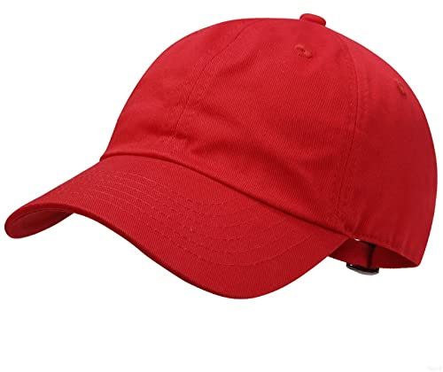 GADIEMKENSD Kids Plain Baseball Cap Unconstructed Fitted Toddler Sun Hat Washed Cotton Kids Baseball Hat Beach Camping Golf Travel for Boys Girls 7-12 Years Red