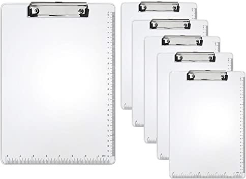6 Stück Metall-Klemmbretter, rostfrei, zum Aufhängen, aus recyceltem Aluminium, robustes Klemmbrett mit niedrigem Profil-Clip, A4, Briefgröße für Büro, Baustelle, Schule