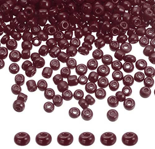 HARFINGTON 6000Pcs Small Glass Beads 8/0 3mm Loose Tiny Round Small Beads for Bracelet Earring Rings Jewelry Making, Burgundy Red