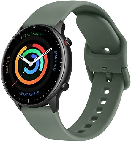 Vancle Armband für Amazfit GTR 2/GTR 3/GTR 4/GTR 3 Pro/GTR 2e Armband,22mm Silikon Ersatzarmband Uhrenarmband für Amazfit GTR 47mm/Stratos 3 Herren Damen(Avocadogrün)