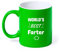 eBuyGB Tasse à café « World's Best Farter », 350 ml, vert fluo – Tasse amusante, cadeau d'anniversaire, de fête des pères pour grand-père, papa, lui