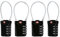 4PCS Cadenas à Bagages TSA, Diyife Voyage à Combinaison à 4 Chiffres Cadenas à Combinaison de 14 cm de Câble Flexible pour Valise, Sacoche de Bagage - Noir