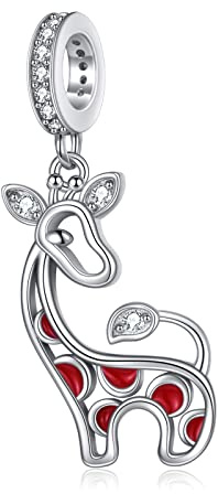 VENACOLY Giraffen Charm aus 925 Sterlingsilber Tier Charm Anhänger für Armbänder Halsketten Anhänger Geburtstagsgeschenke für Frauen und Mädchen