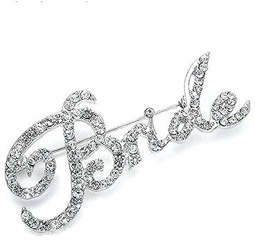 Broche de mariée en strass pour femmes et filles - Tendance - Lettre en cristal - Pour bouquet de mariage - Accessoires délicats pour robe - Cadeau pour enterrement de vie de jeune fille et mariée,