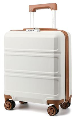 KONO Kleiner Koffer Handgepäck Hartschalenkoffer für Easyjet Handgepäck 45x36x20 cm, Leicht Reisekoffer mit 4 Rollen und TSA Schloss (Creme Weiß)