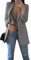YMING Femmes Blazer De Costume à Manches Longues - Veste à Col à Revers Ouvert Gris M