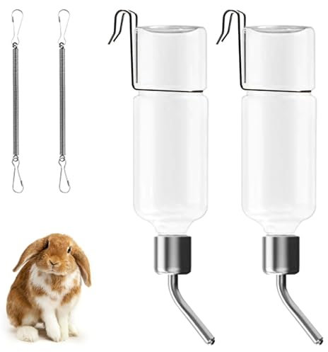 Funmo 2 Stück Trinkflasche Kaninchen 350 ml, Hängende Automatischer HaustiereWasserflaschen, für Nagetiere, Kaninchen, Hamster, Zwergkaninchen und Meerschweinchen