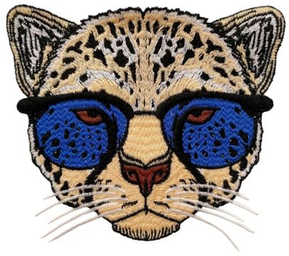 Viusneun 1 Stück Großer Leopard mit Brille Stoff Patches, Flicken zum Aufbügeln, Tier-Flicken für Jacken, zum Aufbügeln, Stickerei, Applikation, dekorative Kleidung (16)
