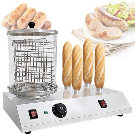 Oiyekntd Electric Hot Dog Steamer 458W Hot Dog Warmer Sausage, Professional Grill Stainless Steel Bun Sausage Heater Warmer, Commercial Household Hot Dog Machine with 3/4 Toaster Rods,4