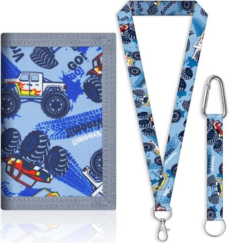 Naapesi Coin Purse Wallet, Porte-Monnaie en Polyester pour Garçons, Portefeuille Trifold avec Fermeture éclair,Porte Feuille ado Garçons Petit Portefeuille,Cordon Inclus,pour Le Transport Quotidien