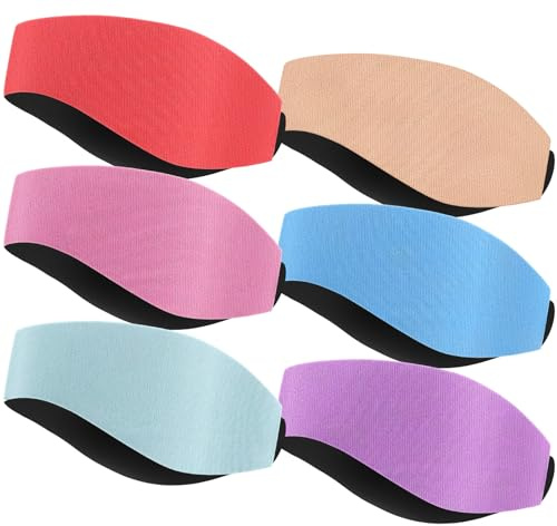 Jamntower 6 Pcs Quality Swimming Headbands Multicolor Swimming Headbands Large Ear Bands Safety Ear Protection Pool Summer (Pastel)