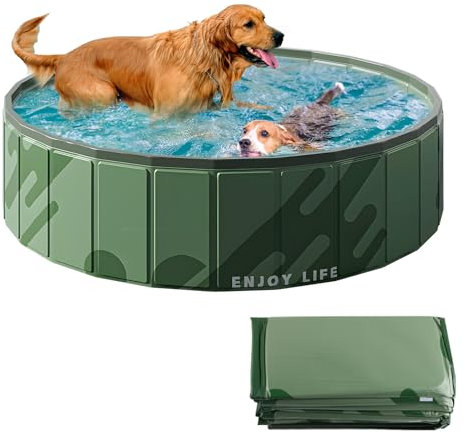 dellyy Piscina Perros, 120 x 30 cm Piscina Perros Grandes Plegable, Portátil Bañera Perro de PVC, Piscina Infantil, Piscinas Desmontables Grandes (Verde)