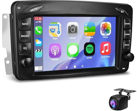Keoaiob Android Autoradio für W168 W203 CLK C209 / W209 SLK / W170 W463 Viano Vito W639 Vaneo 7 Zoll Touchscreen Carplay Android Auto Navi GPS WiFi Bluetooth FM/RDS Rückfahrkamera(Size:NF-7)