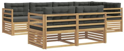 vidaXL Outdoor-Sofagarnitur 7 pcs Weiß und Anthrazit Polyester, Garten Sofa, modernes Wohnzimmer, Robustes Möbel, Terrasse, Bequeme Lounge-Ecke
