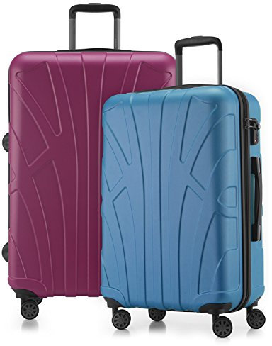 Suitline - 2er Koffer-Set TSA, (66 cm, 76 cm), Cyanblau/Magenta