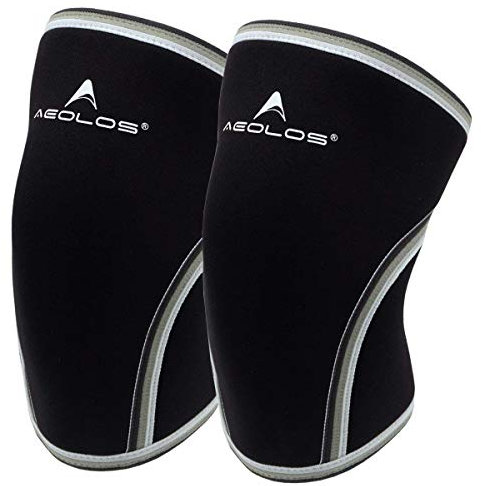 AEOLOS Rodilleras (1 par), rodilleras de compresión de 7 mm para levantamiento pesado, sentadillas, gimnasio y otros deportes