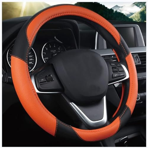 15 Zoll Mikrofaser Leder Auto Auto Lenkradbezug Nice Design Printed Blumen für Frauen Mädchen Orange